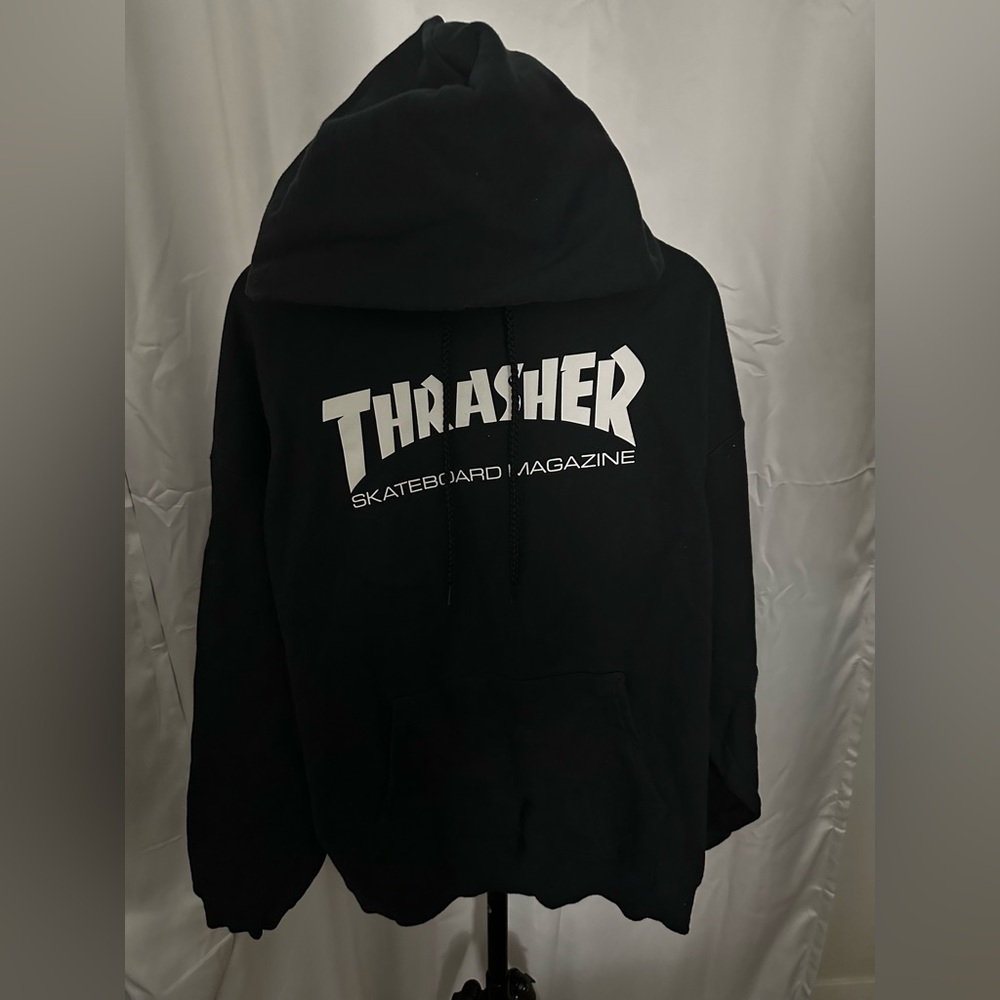 Thrasher Skateboard Magazine Hoodie - Size Large - Black